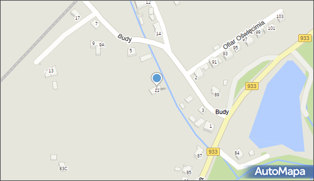 Brzeszcze, Budy, 11, mapa Brzeszcze