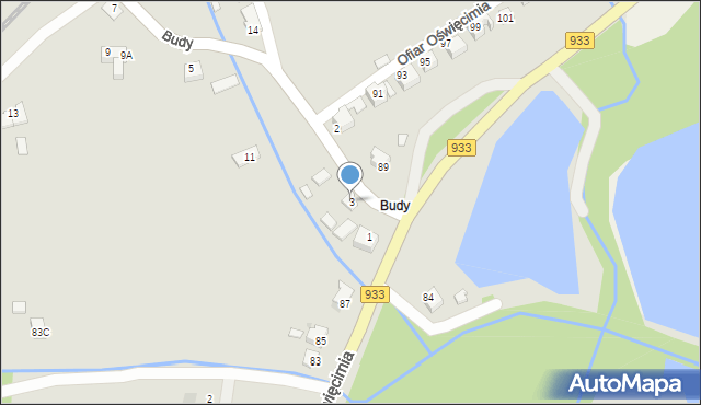 Brzeszcze, Budy, 3, mapa Brzeszcze