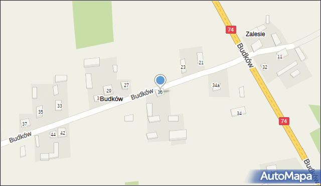 Budków, Budków, 36, mapa Budków