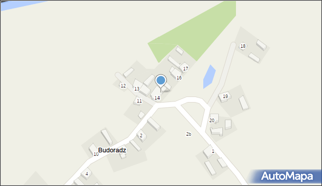 Budoradz, Budoradz, 14A, mapa Budoradz