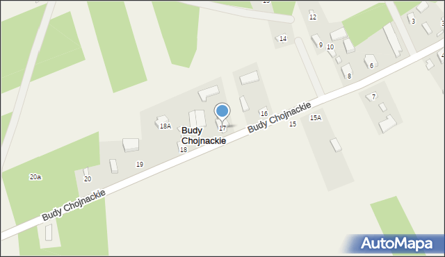Budy Chojnackie, Budy Chojnackie, 17, mapa Budy Chojnackie