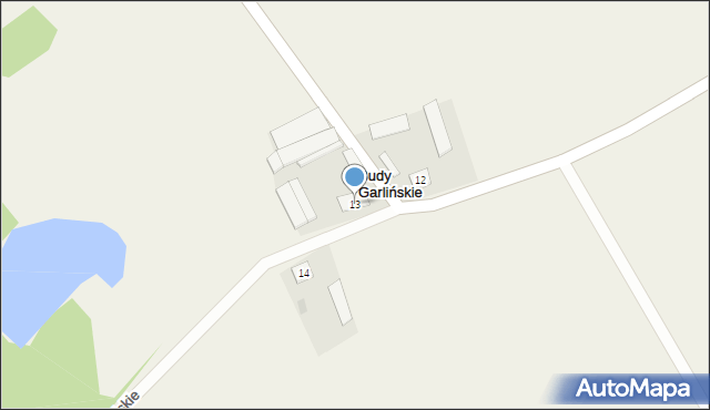 Budy Garlińskie, Budy Garlińskie, 13, mapa Budy Garlińskie