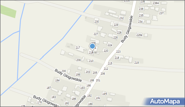 Budy Głogowskie, Budy Głogowskie, 216A, mapa Budy Głogowskie