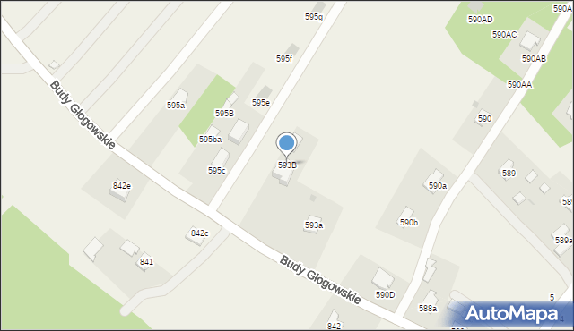 Budy Głogowskie, Budy Głogowskie, 593B, mapa Budy Głogowskie