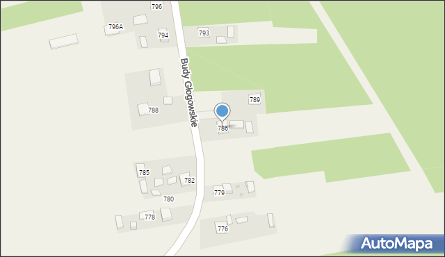 Budy Głogowskie, Budy Głogowskie, 786, mapa Budy Głogowskie