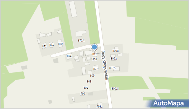Budy Głogowskie, Budy Głogowskie, 811, mapa Budy Głogowskie