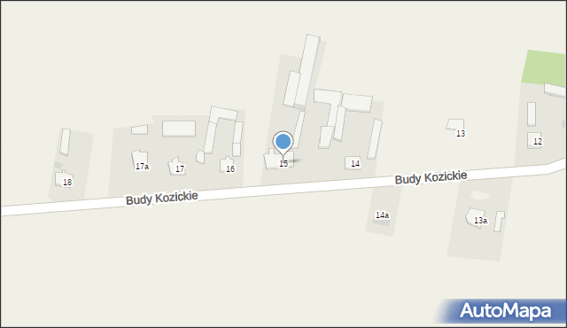 Budy Kozickie, Budy Kozickie, 15, mapa Budy Kozickie