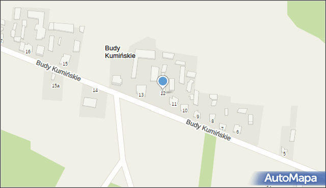 Budy Kumińskie, Budy Kumińskie, 12, mapa Budy Kumińskie