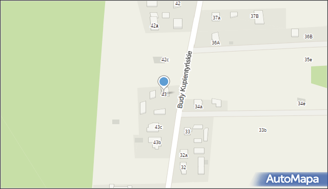 Budy Kupientyńskie, Budy Kupientyńskie, 43, mapa Budy Kupientyńskie