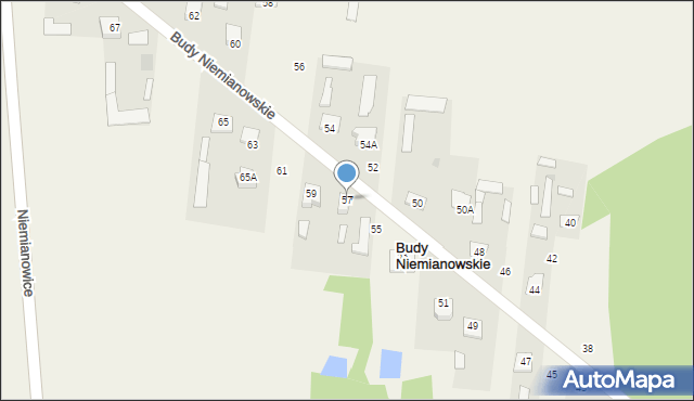 Budy Niemianowskie, Budy Niemianowskie, 57, mapa Budy Niemianowskie