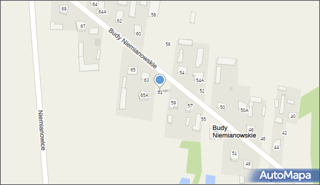 Budy Niemianowskie, Budy Niemianowskie, 61, mapa Budy Niemianowskie