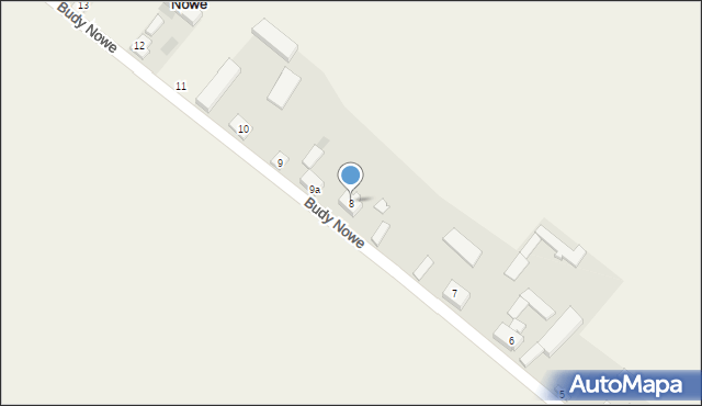 Budy Nowe, Budy Nowe, 8, mapa Budy Nowe