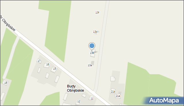 Budy Obrębskie, Budy Obrębskie, 13b, mapa Budy Obrębskie