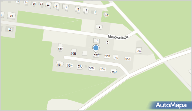 Budy Siennickie, Budy Siennickie, 55C, mapa Budy Siennickie