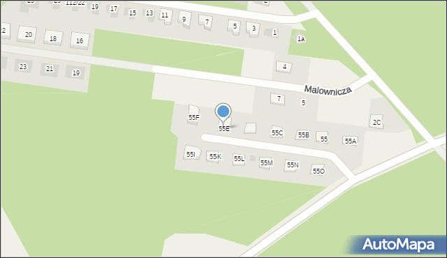 Budy Siennickie, Budy Siennickie, 55E, mapa Budy Siennickie