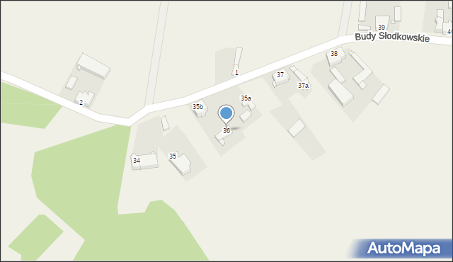 Budy Słodkowskie, Budy Słodkowskie, 36, mapa Budy Słodkowskie