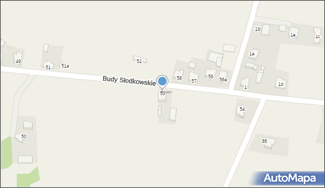Budy Słodkowskie, Budy Słodkowskie, 53, mapa Budy Słodkowskie