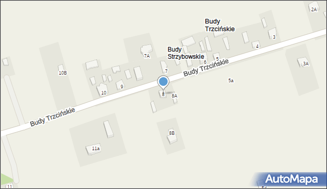 Budy Trzcińskie, Budy Trzcińskie, 8, mapa Budy Trzcińskie