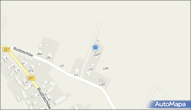 Budziechów, Budziechów, 114, mapa Budziechów