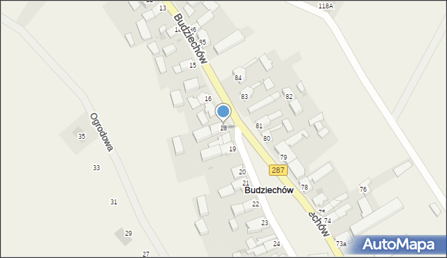 Budziechów, Budziechów, 18, mapa Budziechów