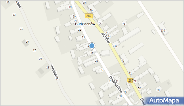 Budziechów, Budziechów, 25, mapa Budziechów