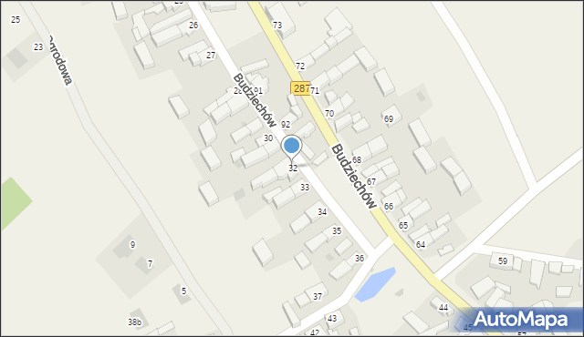 Budziechów, Budziechów, 32, mapa Budziechów