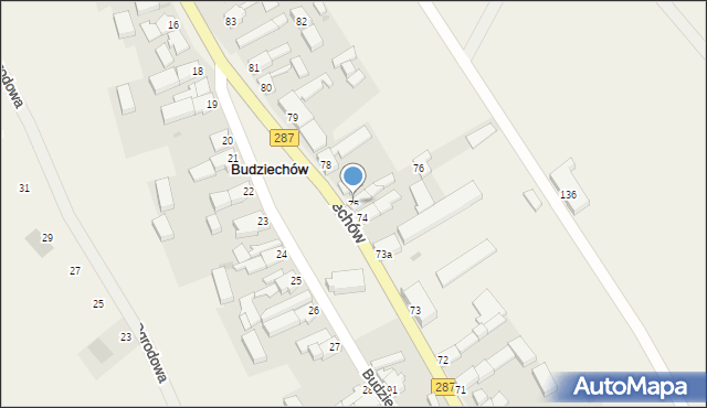 Budziechów, Budziechów, 75, mapa Budziechów