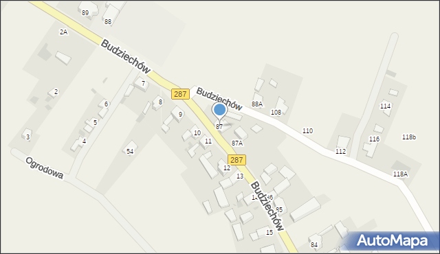 Budziechów, Budziechów, 87, mapa Budziechów