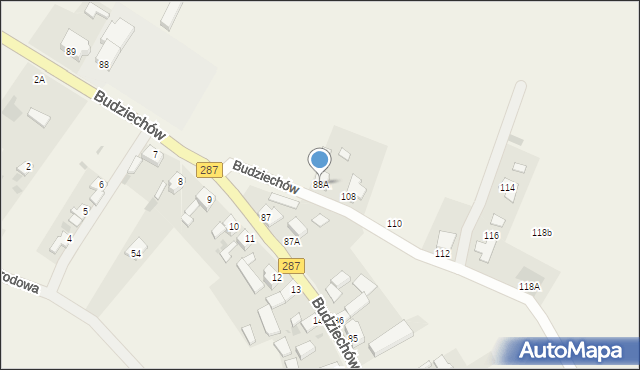 Budziechów, Budziechów, 88A, mapa Budziechów