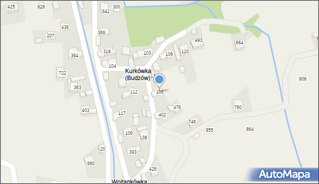 Budzów, Budzów, 108, mapa Budzów