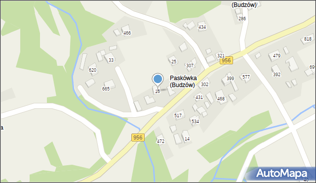 Budzów, Budzów, 16, mapa Budzów