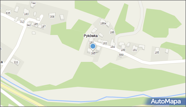 Budzów, Budzów, 345, mapa Budzów