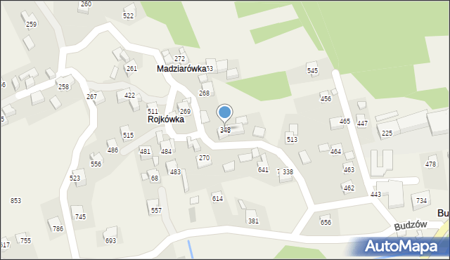 Budzów, Budzów, 348, mapa Budzów