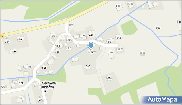 Budzów, Budzów, 439, mapa Budzów