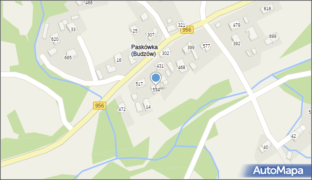 Budzów, Budzów, 534, mapa Budzów