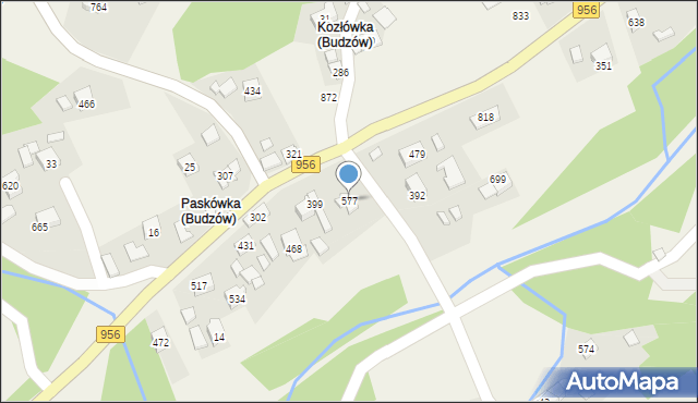 Budzów, Budzów, 577, mapa Budzów