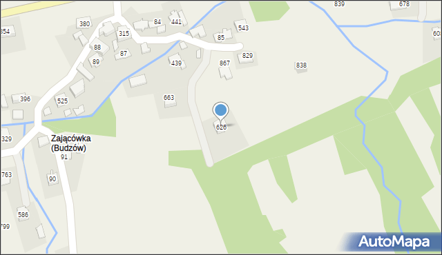 Budzów, Budzów, 626, mapa Budzów