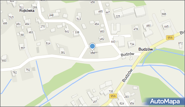 Budzów, Budzów, 656, mapa Budzów