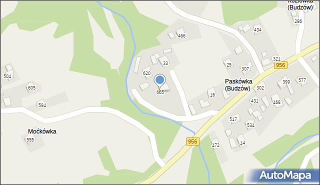 Budzów, Budzów, 665, mapa Budzów