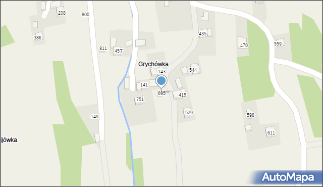 Budzów, Budzów, 695, mapa Budzów