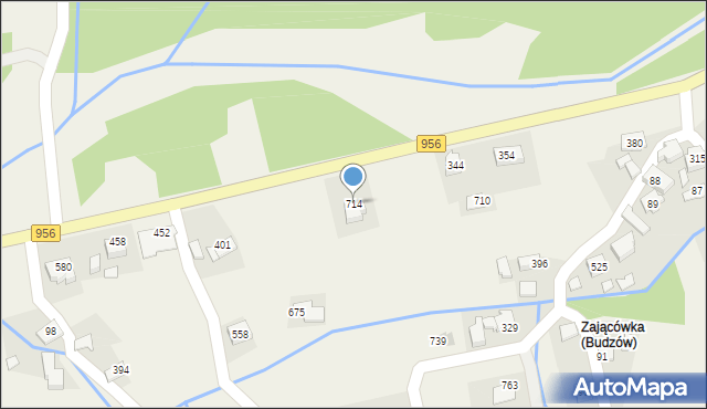 Budzów, Budzów, 714, mapa Budzów