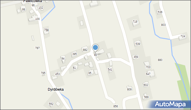 Budzów, Budzów, 92, mapa Budzów