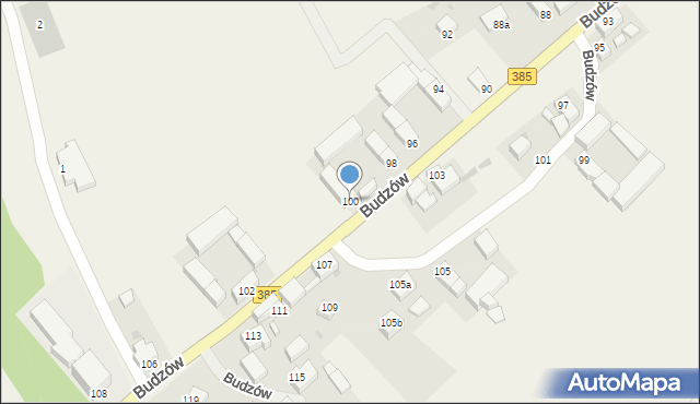 Budzów, Budzów, 100, mapa Budzów