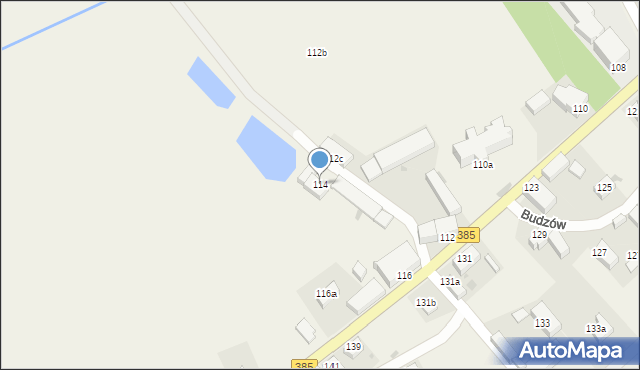 Budzów, Budzów, 114, mapa Budzów