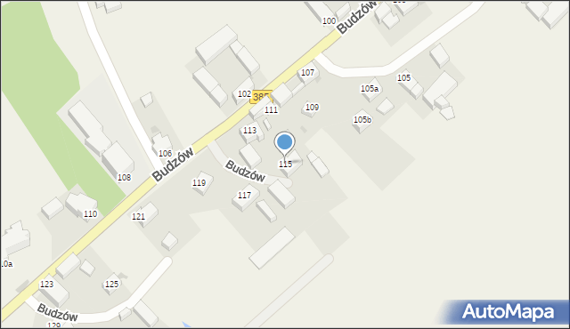 Budzów, Budzów, 115, mapa Budzów