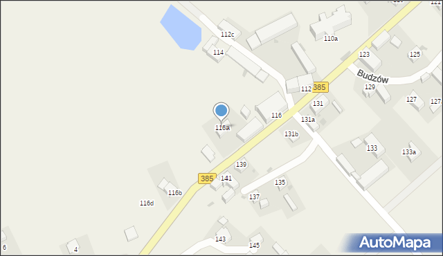 Budzów, Budzów, 116a, mapa Budzów