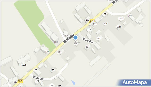 Budzów, Budzów, 119, mapa Budzów