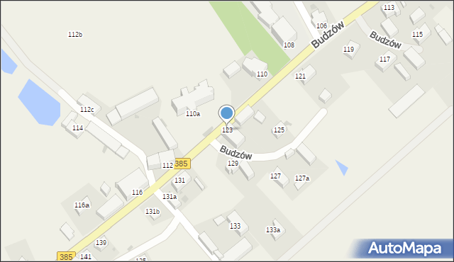 Budzów, Budzów, 123, mapa Budzów