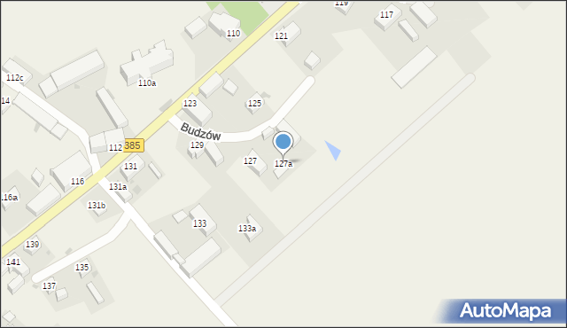 Budzów, Budzów, 127a, mapa Budzów