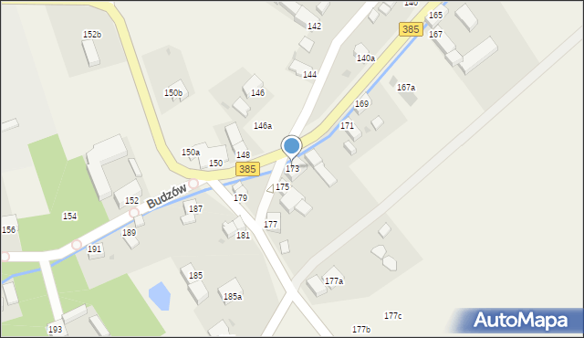 Budzów, Budzów, 173, mapa Budzów